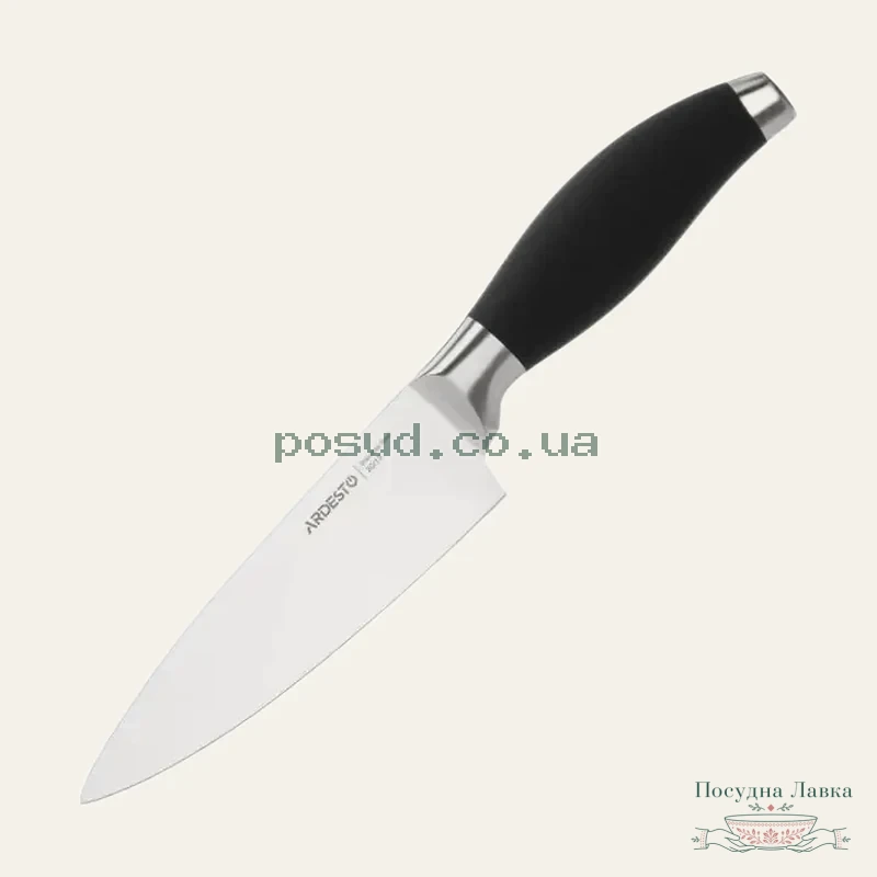 Фото товару «Ніж кухонний кухарський Ardesto Gemini, 27,5 см, довжина леза 15,2 см, чорний, нержавіюча сталь, пластик, AR2133SP»