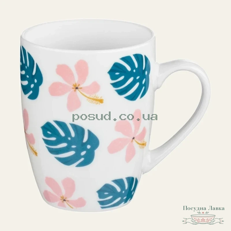 Кухоль порцеляновий Ardesto Plumeria pink, 330 мл