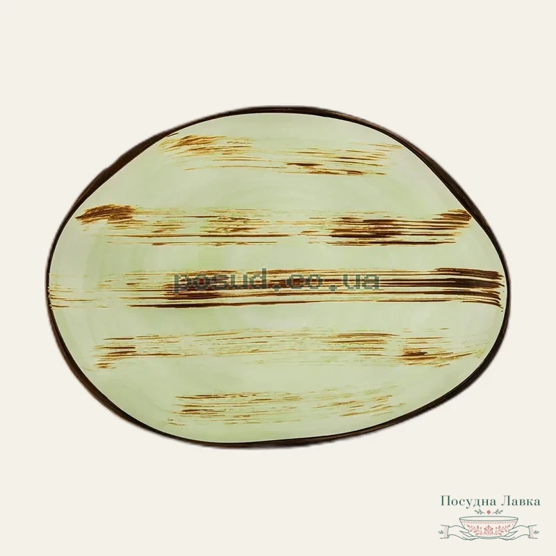 Фото товару «Блюдо Wilmax Scratch Pistachio, камінь, 33 × 24,5 см»