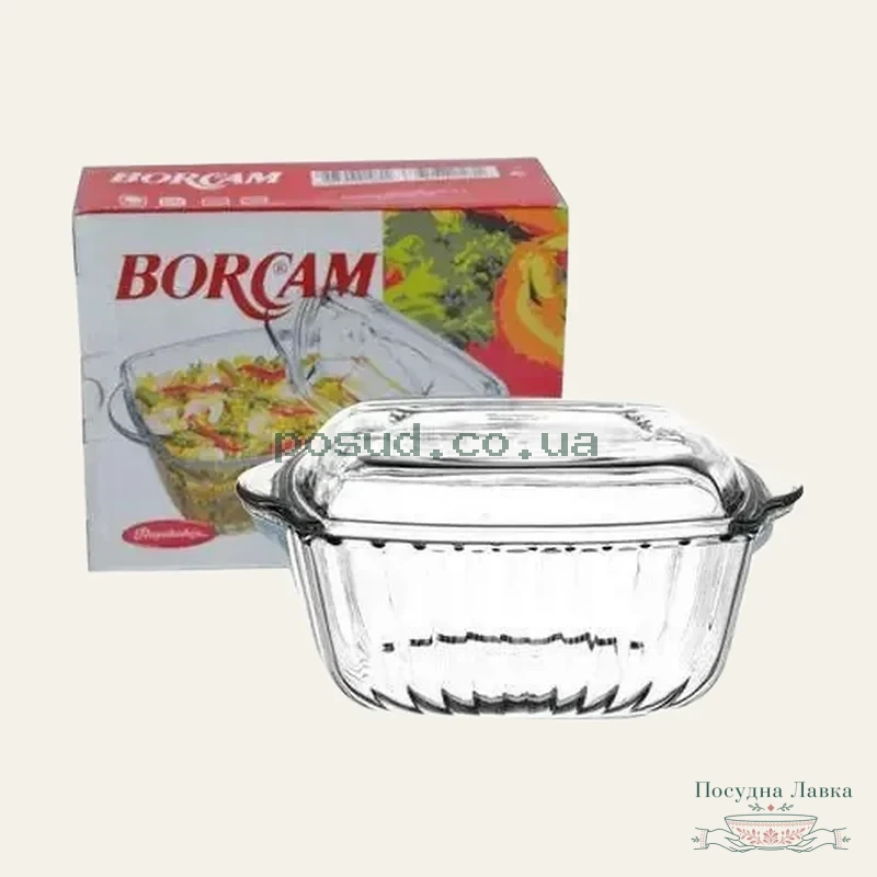 Фото товару «Каструля скляна Borcam квадратна 1,2 л, 20 × 16 см»
