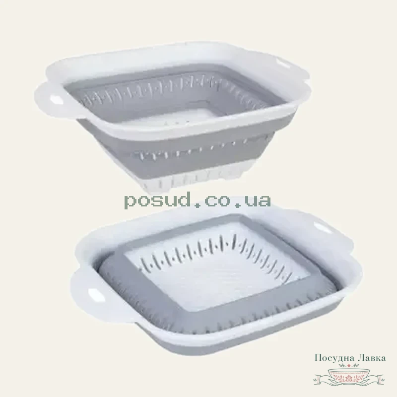 Друшляк силіконовий Akay Plastik, 27 × 22 × 9 см складаний квадратний, 697