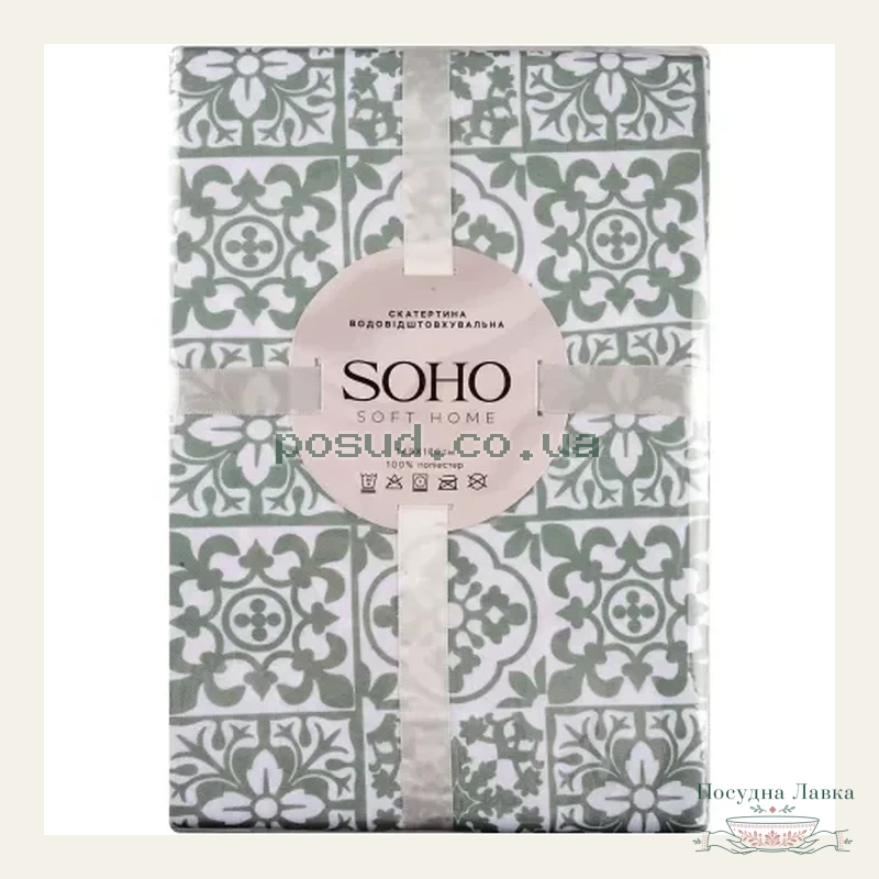 Фото товару «Скатертина прямокутна SOHO Mosaic Green, 140 × 180 см»