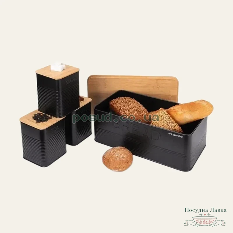 Хлібниця Kamille 33 × 18 × 21 см бамбукова кришка, з ємностями для зберігання