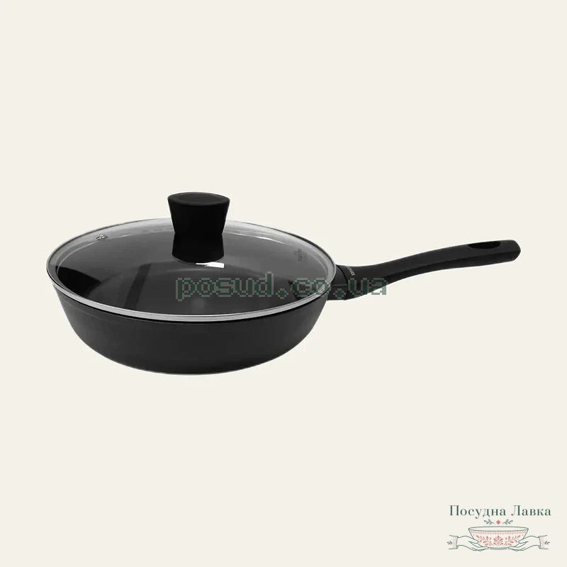 Сковорідка з антипригарним покриттям і кришкою Maxmark MK-NQ45924 Black Nano Quartz, Ø 24 см