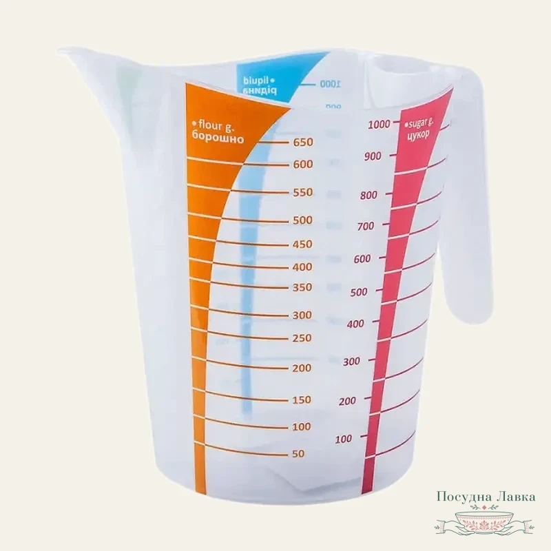 Фото товару «Мірний кухоль, 1,0 л Алеана (з кольоровими позначками)»