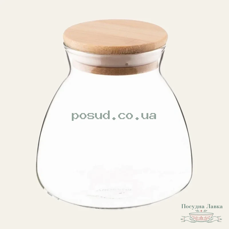 Фото товару «Банка Ardesto, скляна, Fresh Hourglass 400 мл, бамбукова кришка»