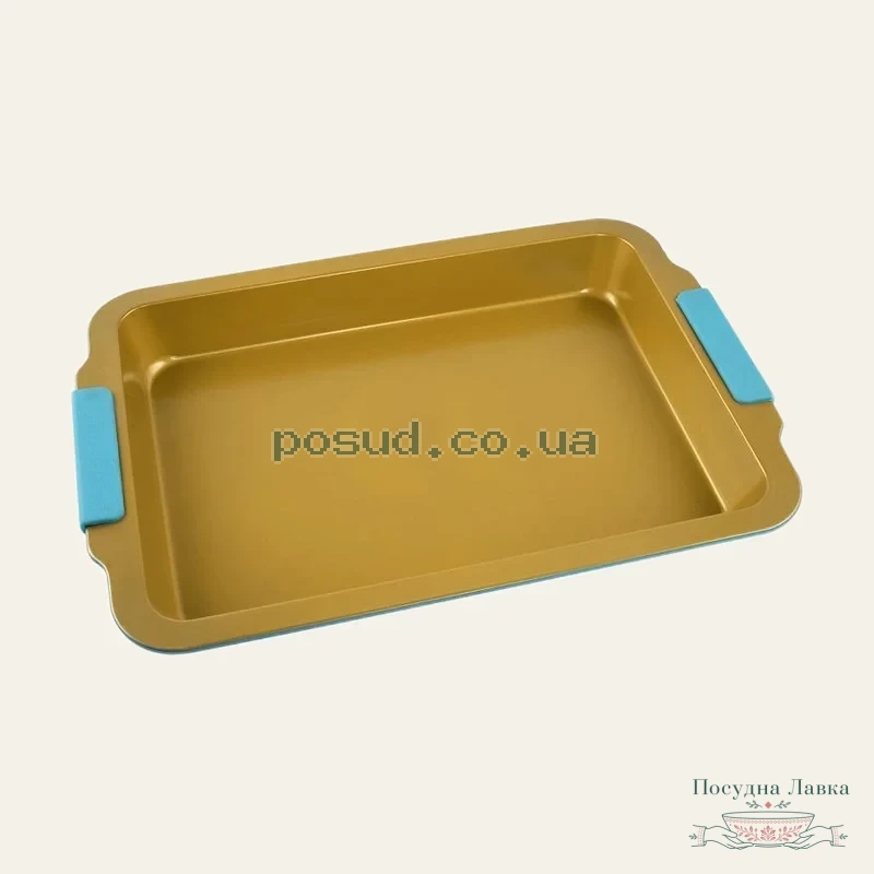Фото товару «Форма-деко для випікання прямокутна з ручками керамічне покриття 43,5 × 30,5 × 4,7 см Maxmark MK-GO435»