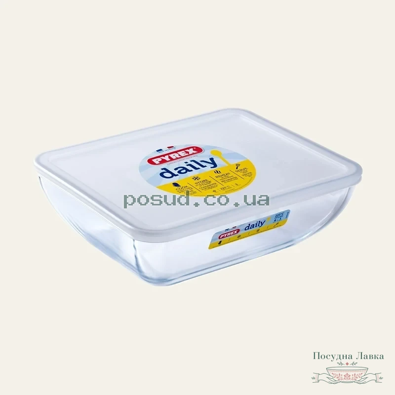 Фото товару «Форма прямокутна з кришкою Pyrex Daily, 2,2 л, 25 × 20 см»