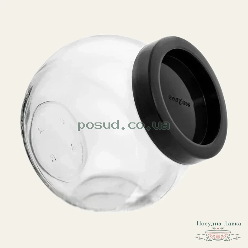 Банка скляна EverGlass Sweet New 1730 мл (чорна) з ложкою, 15021+Л