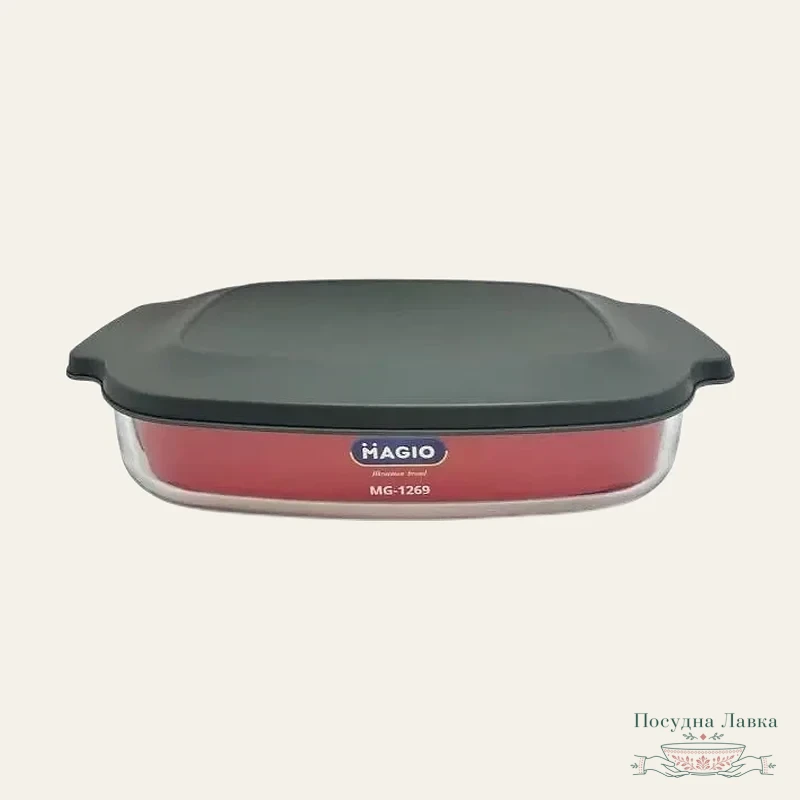 Форма Magio для запікання з кришкою 2,7 л, 35,5 × 12,5 × 7,7, боросилікатне термостійке скло