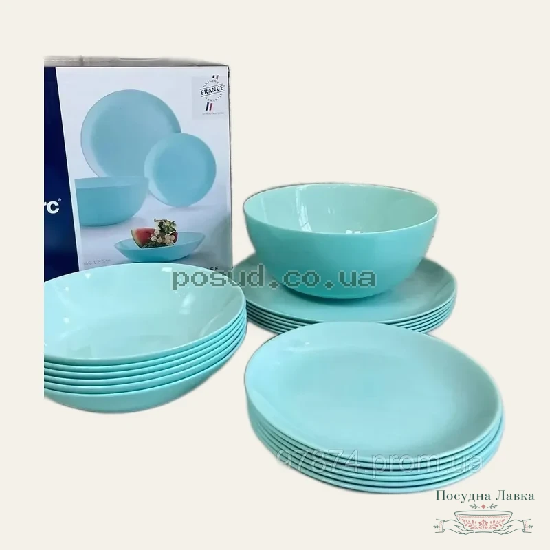 Фото товару «Сервіз столовий Luminarc Diwali Light Turquoise 19 предметів, 2947P»
