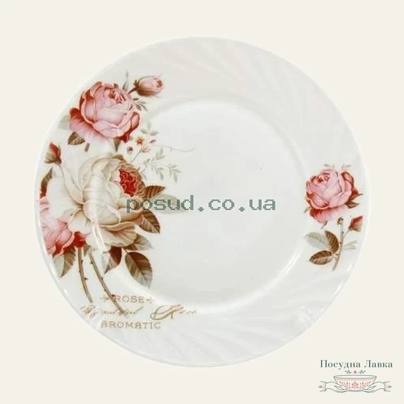 Фото товару «Тарілка № 9,5 мілка Чайна троянда Хвилястий край (6916 LHР)»