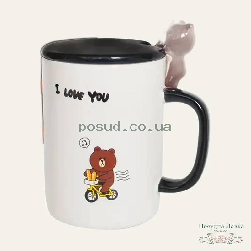 Кухоль з кришкою та ложкою 360 мл S&T Happy Bear