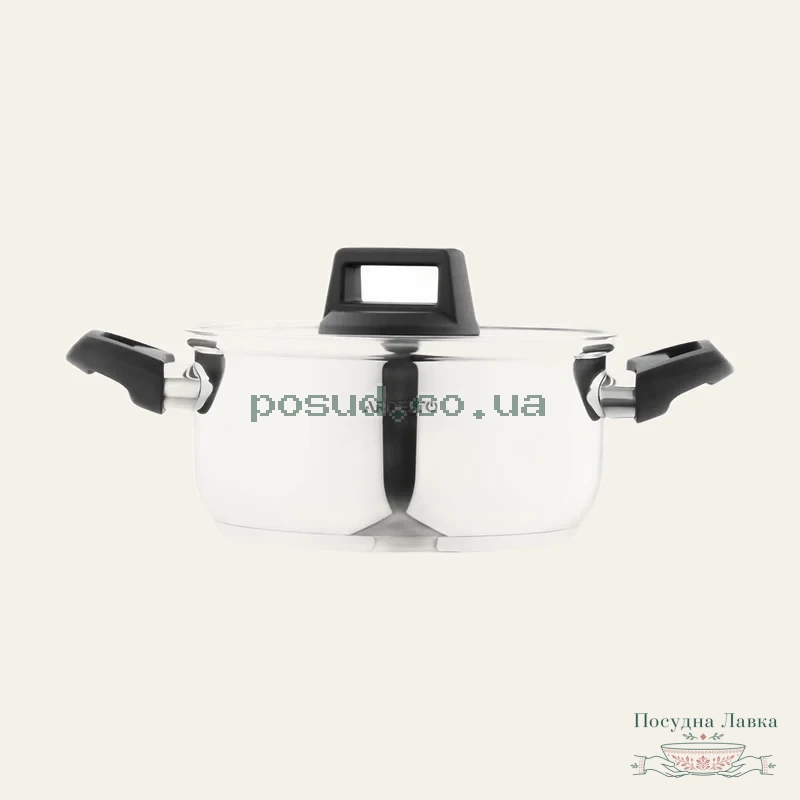 Фото товару «Каструля Ardesto Gemini, скляна кришка, 2,9 л, з нержавіючої сталі, AR3529G»