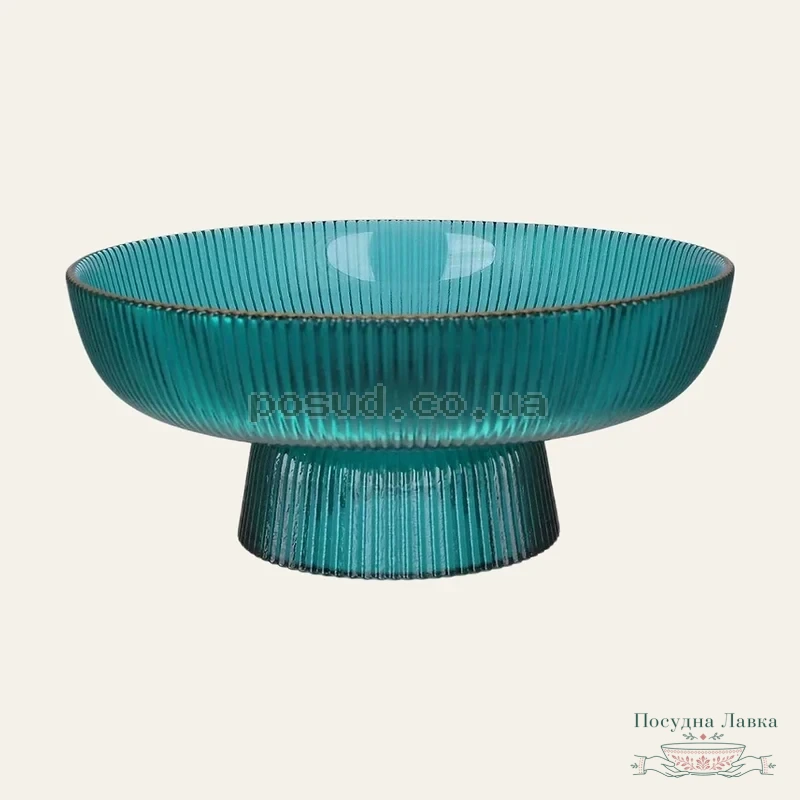 Фото товару «Блюдо VIVA EDGE GREEN для фруктів на ніжці / 20,5 × 9 см, B100062»