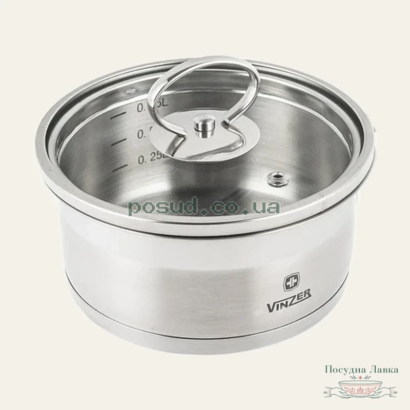Фото товару «Ківш Vinzer Universum Pro 1,0 л з кришкою Ø 14 см»