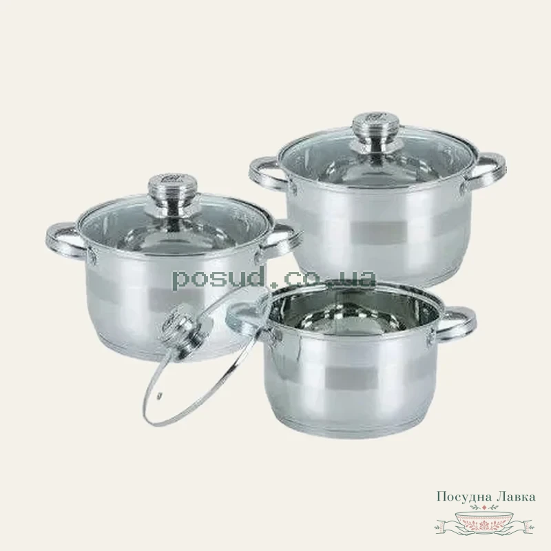 Фото товару «Набір каструль Bohmann 6 предметів 06-375-BH (4,5 л / 6,3 л / 7,7 л) Індукція»