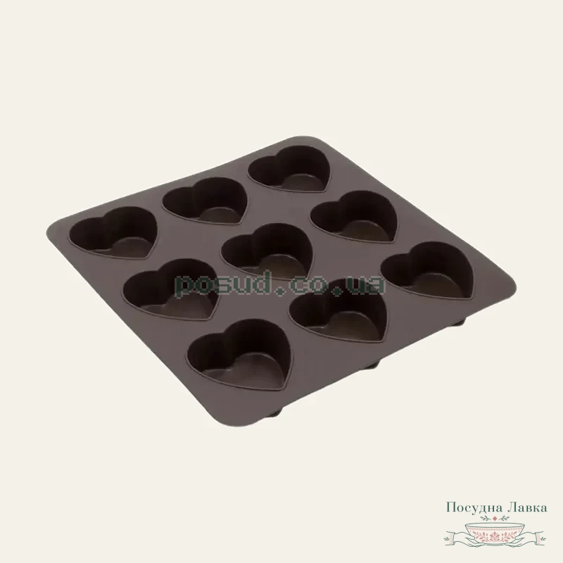 Форма для випікання мафінів квадратна, силіконова, Lessner Chef Choco на 9 шт., 25 × 25 × 3 см, 10245