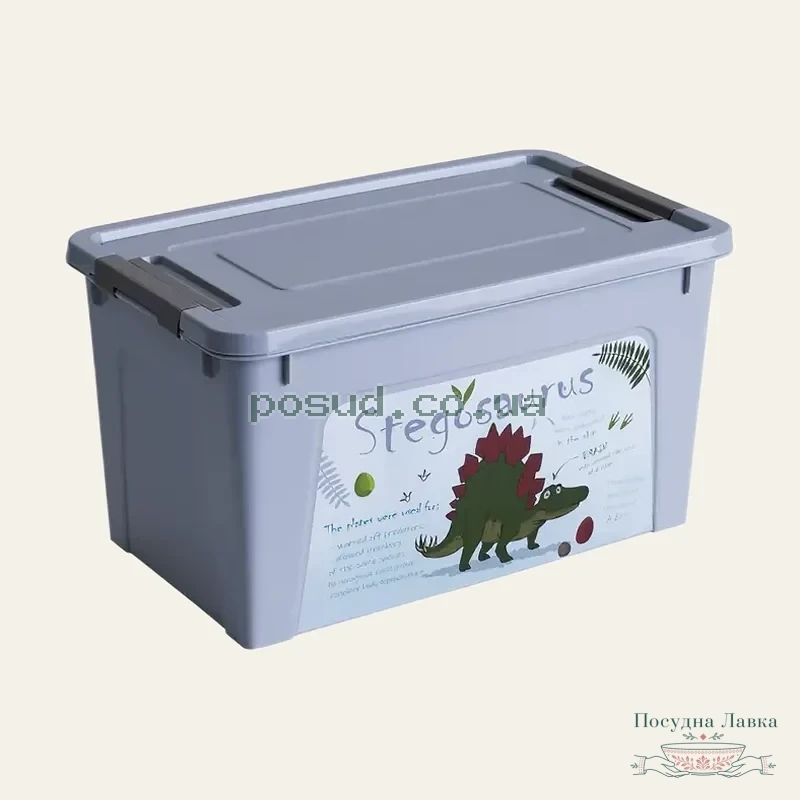 Фото товару «Контейнер дитячий «Smart Box» з декором 3,5 л (сірий, Динозавр)»
