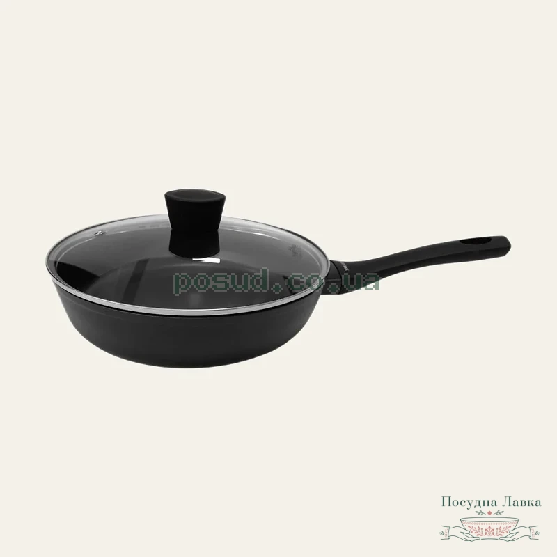 Сковорідка з антипригарним покриттям і кришкою Maxmark MK-NQ45928 Black Nano Quartz, Ø 28 см