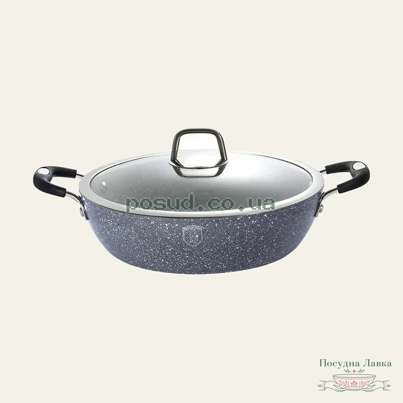 Каструля-сотейник Berlinger Haus BH-1158 Stone Touch, низька з кришкою, 3,8 л, Ø 28 см, BH 1158N