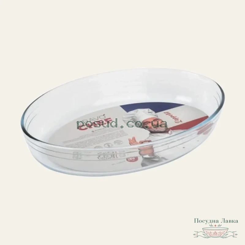 Форма скляна овальна з кришкою Bravo Chef, 35 × 24 × 6 см, BC-346B/FR