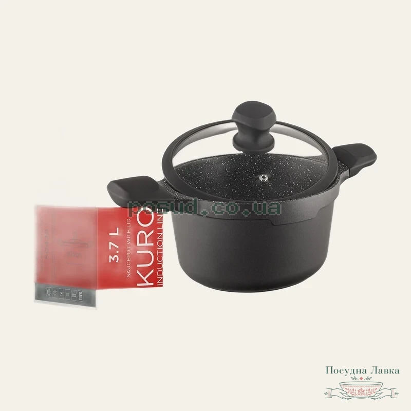 Каструля алюмінієва Vinzer Kuro Induction Line 3,7 л, Ø 24 см, 50428