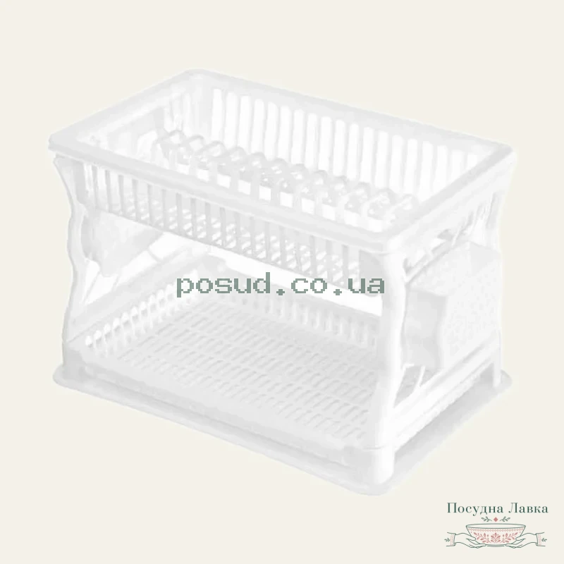 Фото товару «Сушарка для посуду двоярусна біла 43 × 29 × 27,5 см R plastic»