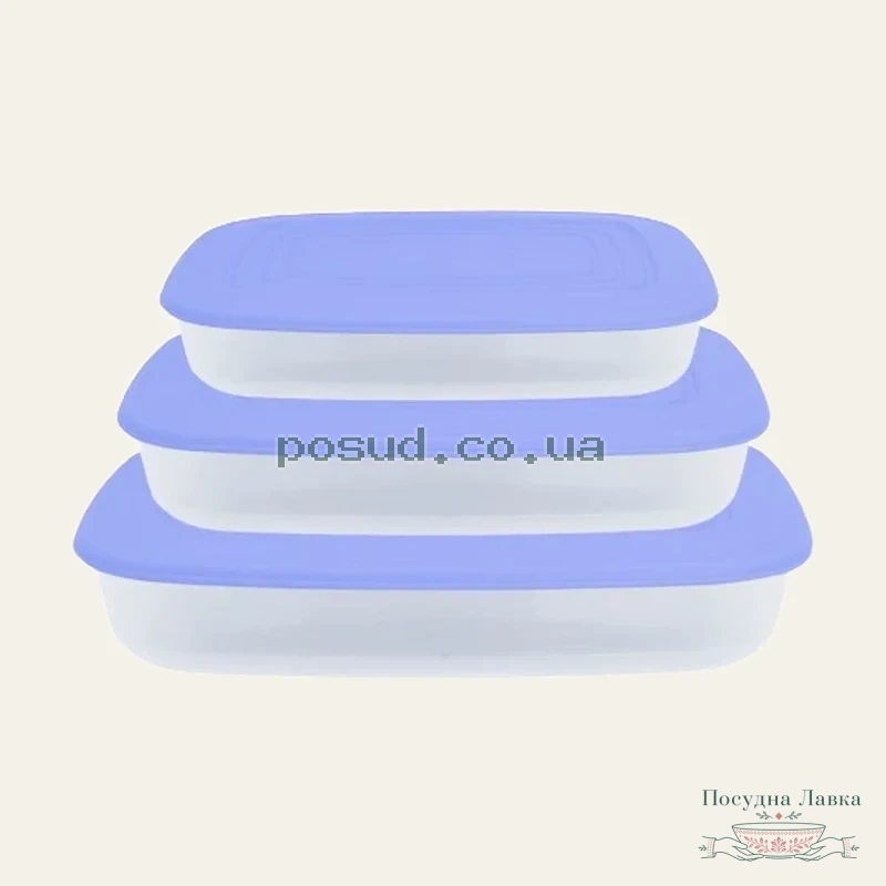 Фото товару «Набір контейнерів 3 в 1 (950 мл, 1500 мл, 2500 мл) (прямокутних) (колір мікс), 167020»