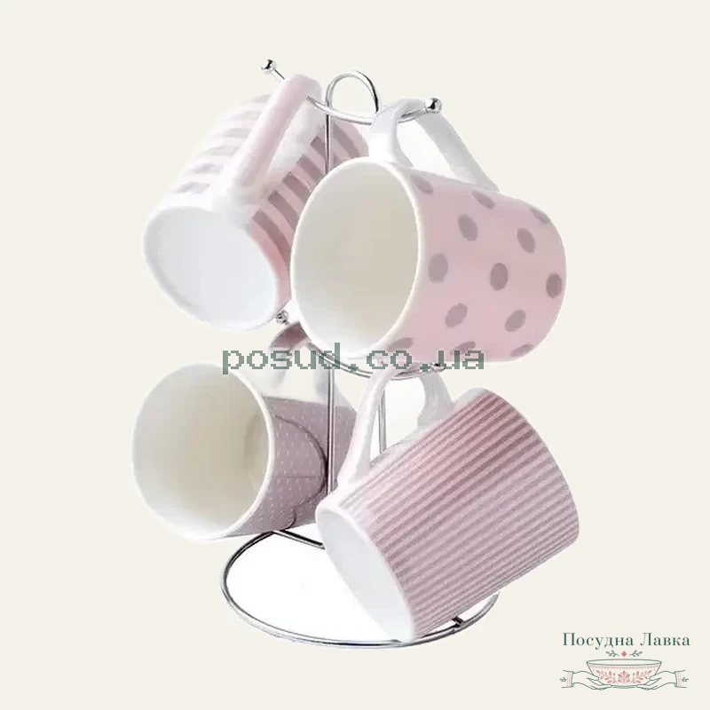 Набір чашок Limited Edition TENDERNESS на металевій підставці, 280 мл, 4 шт., D76-T2312