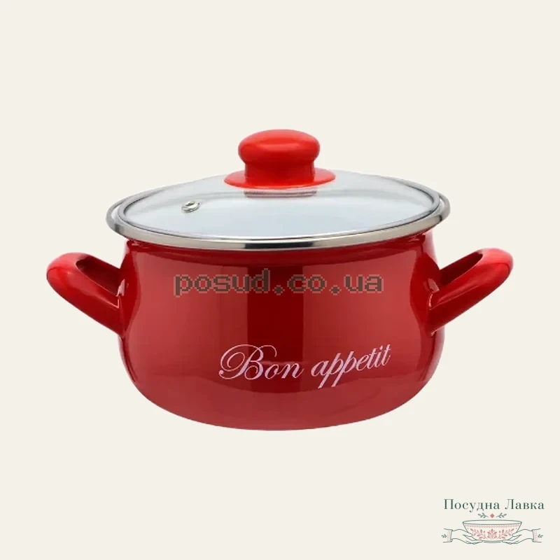 Фото товару «Каструля глибока 5,1 л Ø 22 Bon appetit червоний (2234 С)»