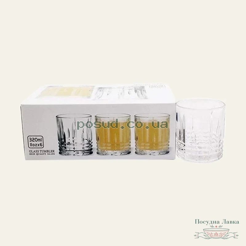 Фото товару «Набір склянок Glass Tumbler для віскі 330 мл 6 шт., BM5411JW-1»