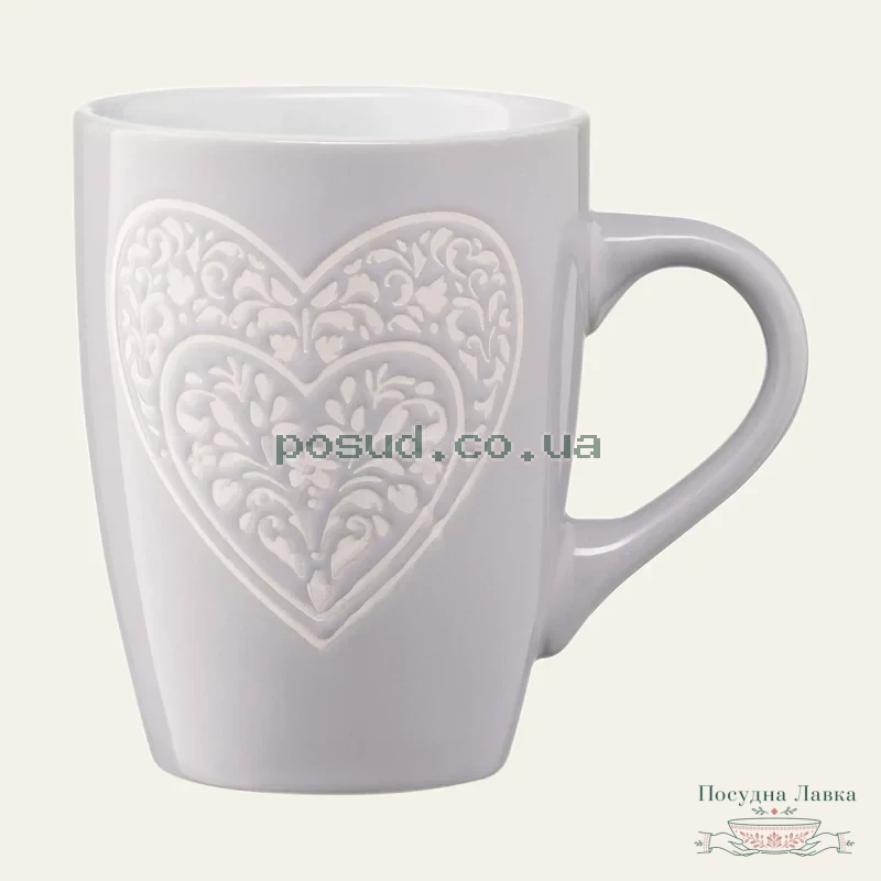Фото товару «Кухоль керамічний Ardesto Heart, сірий, 330 мл, AR3467GR»