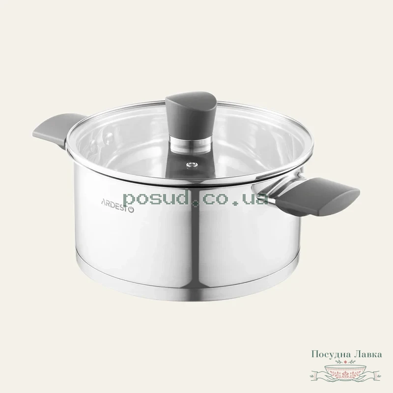 Фото товару «Каструля Ardesto Gemini, скляна кришка, 3 л, з нержавіючої сталі, AR3630G»