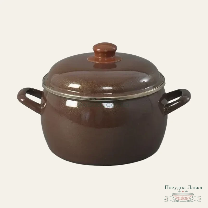 Фото товару «Каструля Metalac Chocolate/Glitter Brown, емальована з кришкою, 7,9 л, 24 см 344616»