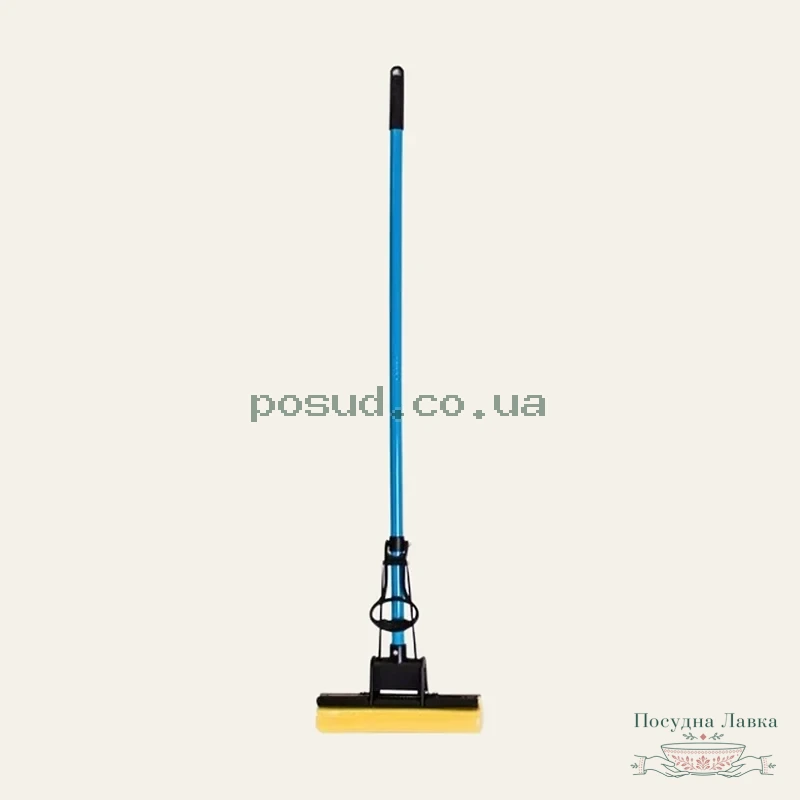 Швабра з 1 віджимом PVA-насадка 27 см тверда, Eco Fabric, з ручкою на різьбі 120 см, EF-0009