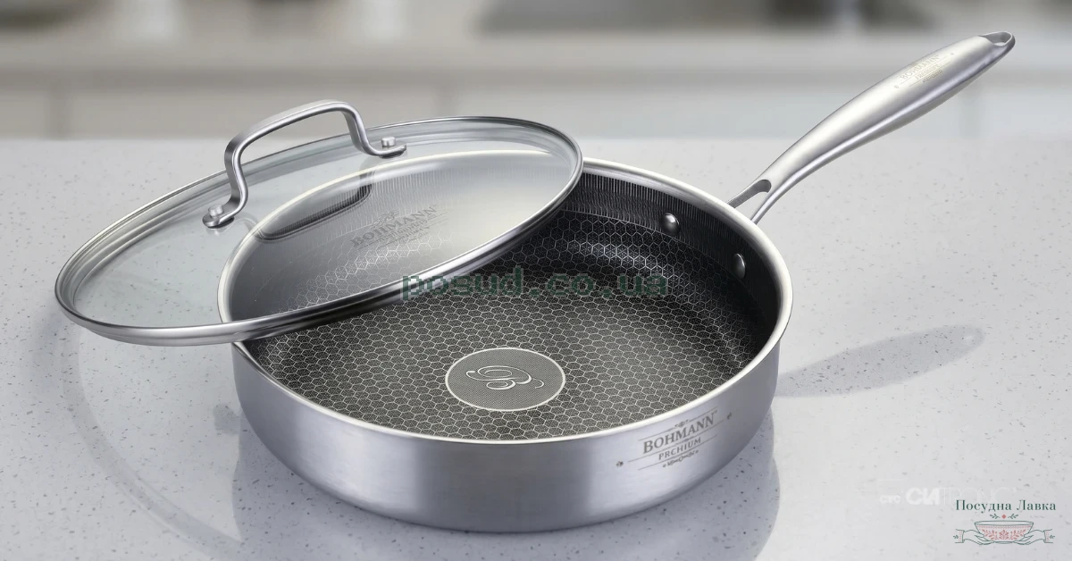 Фото товару «Сковорідка професійна Bohmann BH-4300-24, 24 см, з кришкою»
