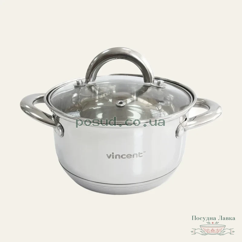 Фото товару «Каструля Vincent VC-3167-20 з нержавіючої сталі з кришкою, 3,6 л, Ø 20 см»