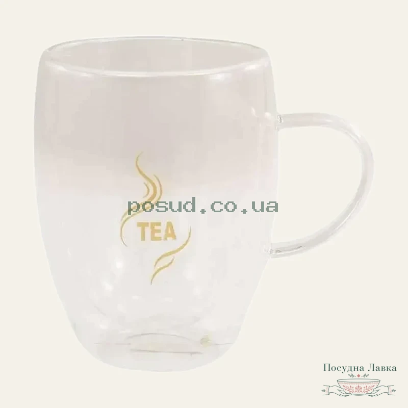 Фото товару «Чашка скляна з подвійними стінками 400 мл, Tea TS24S03B»