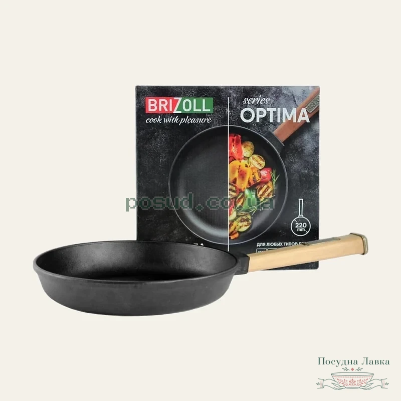 Сковорідка Brizoll чавунна 280 × 55 мм з ручкою, O2840-P